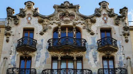 Fototapeta premium Stunning Art Nouveau Architecture Showcasing Decorative Façade Elements