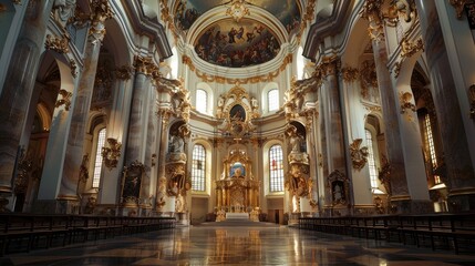 Awe-Inspiring Baroque Church Interior with Stunning Architectural Details