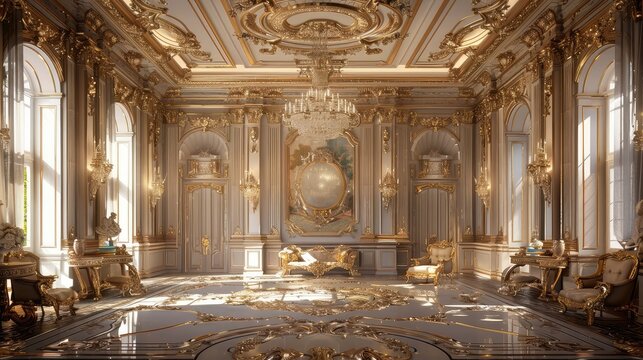 Luxurious Baroque Interior Design with Ornate Details and Elegance