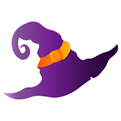 Halloween Witch Hat Element in Gradient Color Design. Vector Cartoon Illustration