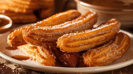 Deliciously Crispy Churros with Sugar and Dipping Sauce