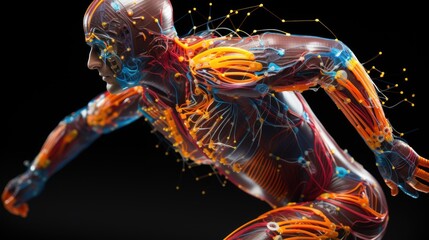 Abstract Human Figure with Vibrant Lines