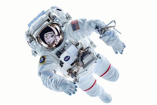 Astronaut in a spacesuit floating in mid-air, ideal for space or sci-fi themed projects