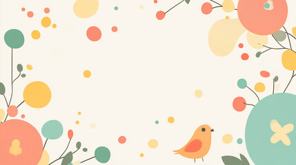 可愛い鳥と花のカラフルなフレーム
