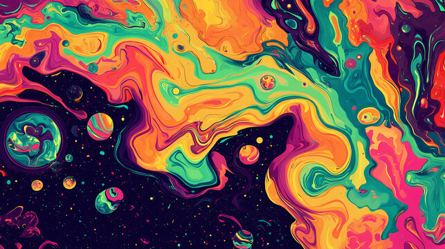 Colorful spychedelic style wallpaper, psychedelic style wallpapper colorful vibe, trippy wallpaper, tipping. Psychedelic. Illustration