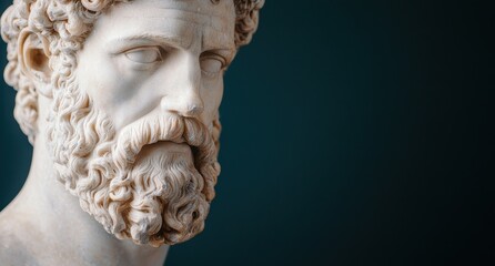 Detailed sculpture of a bearded man's face