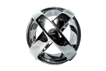 A close-up shot of a metal object on a white background, great for highlighting textures and details