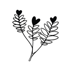illustration depicting three stems with heart-shaped leaves.