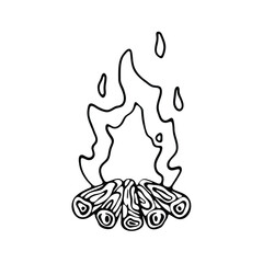 Campfire with burning logs illustration