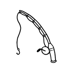Fishing rod with hook illustration