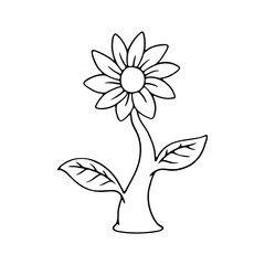hand drawing of a sunflower with leaves.