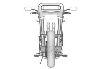 Black motorcycle on a white background. Unique design. 