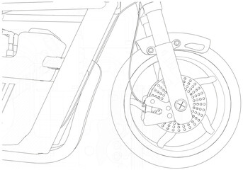 Black motorcycle on a white background. Unique design.   