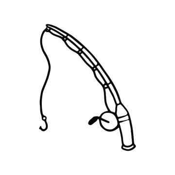 recommend clip art: Fishing rod with hook illustration