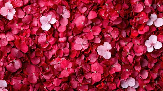 vibrant red hydrangea flower petals