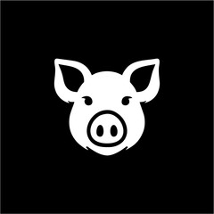 pig head silhouette logo design
