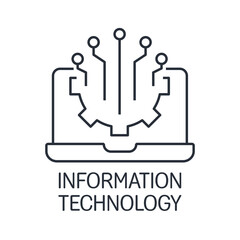 Information technology symbol. Statistics, analytics,  monitoring, computing. Vector linear icon isolated on white background.