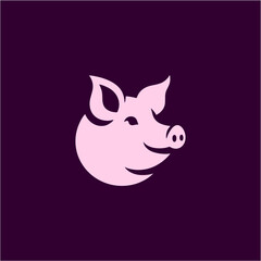 silhouette vector pig head logo simple