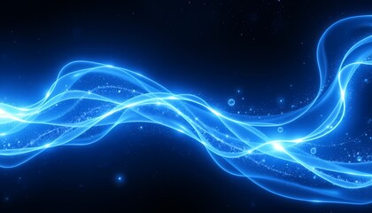 Fototapeta premium Cosmic Waves of Blue and White Light Flowing Through a Starry Expanse