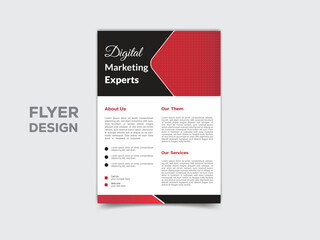 Business Flyer Template Design with Red Color.