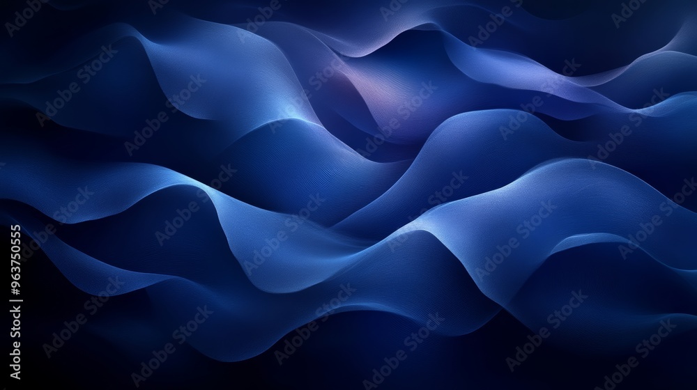 Poster Abstract blue wavy background, fluid texture art