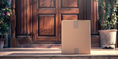 Package ready to be delivered outside a house's door