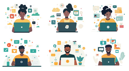 illustration of a man using a laptop