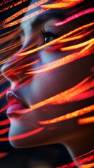 Fototapeta premium Luminous portrait with abstract light trails