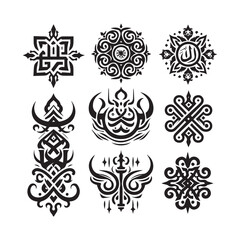 Islamic Tattoos tribal designs bundle collection in a white background
