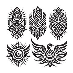 Islamic Tattoos tribal designs bundle collection in a white background
