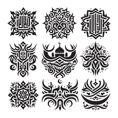 Islamic Tattoos tribal designs bundle collection in a white background
