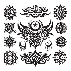Fototapeta premium Islamic Tattoos tribal designs bundle collection in a white background 