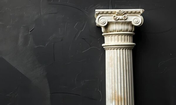 Classical column against a black background