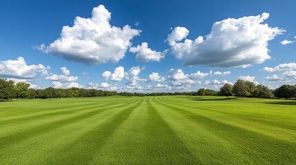 Fototapeta premium A large field of grass with a blue sky in the background
