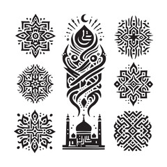 Islamic Tattoos tribal designs bundle collection in a white background
