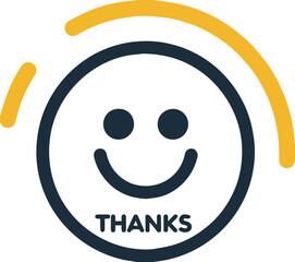 Fototapeta premium Smiley face emoticon icon with a thank you message