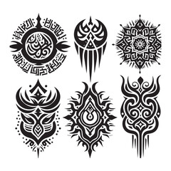 Islamic Tattoos tribal designs bundle collection in a white background
