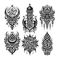 Islamic Tattoos tribal designs bundle collection in a white background
