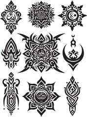 Islamic Tattoos tribal designs bundle collection in a white background
