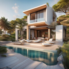 Fototapeta premium beautiful modern villa building illustration background