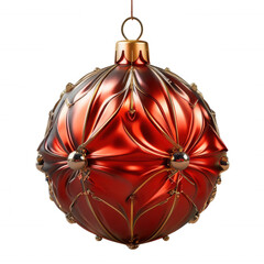 Red and Silver and Gold Christmas Ball 3d Element PNG 4K