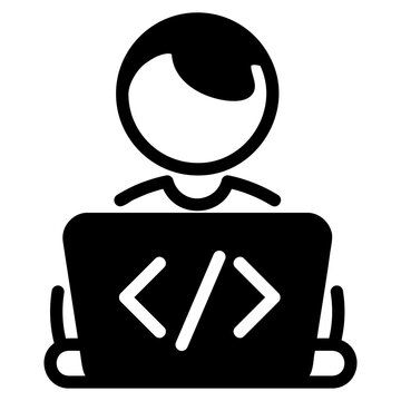 Programmer black glyph style icon