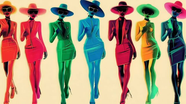 Fashion Forward Neon Clothing Styles Showcased in Vibrant City Setting Generative AI