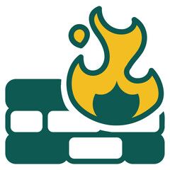 Firewall yellow and green style icon