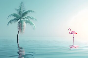 pink flamingo in the water