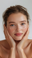 Naklejka premium Portrait of Beautiful Wome, Skincare Model