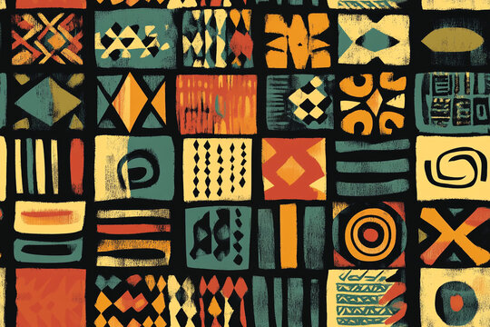 Abstract African Seamless Pattern. Tribal Abstract for Fabric Print, Clothes, Carpet, Bag, etc. Kwanzaa Pattern. Happy Kwanzaa.