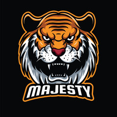 Cartoon Tiger Head Mascot Logo Illustration