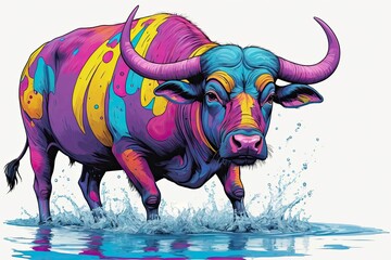 Obraz premium Pop Art Buffalo: Pop Art depiction of a buffalo