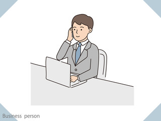 スマホで電話をしているビジネスマンのイラスト